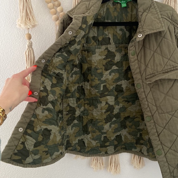 Dip boys quilted jacket army green twill utility shirt jacket kids medium 8/10 - Picture 5 of 14